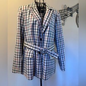 Vero Moda Plaid Women's Belted Jacket with pockets size 40/10